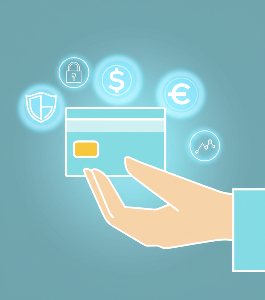 Человек держит банковский пластик, получая ответы на вопросы по карте и обретая финансовую уверенность.