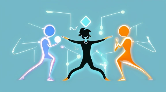 Динамичная иллюстрация, символизирующая Пикап как вид спорта через развитие коммуникативных навыков и личностный рост