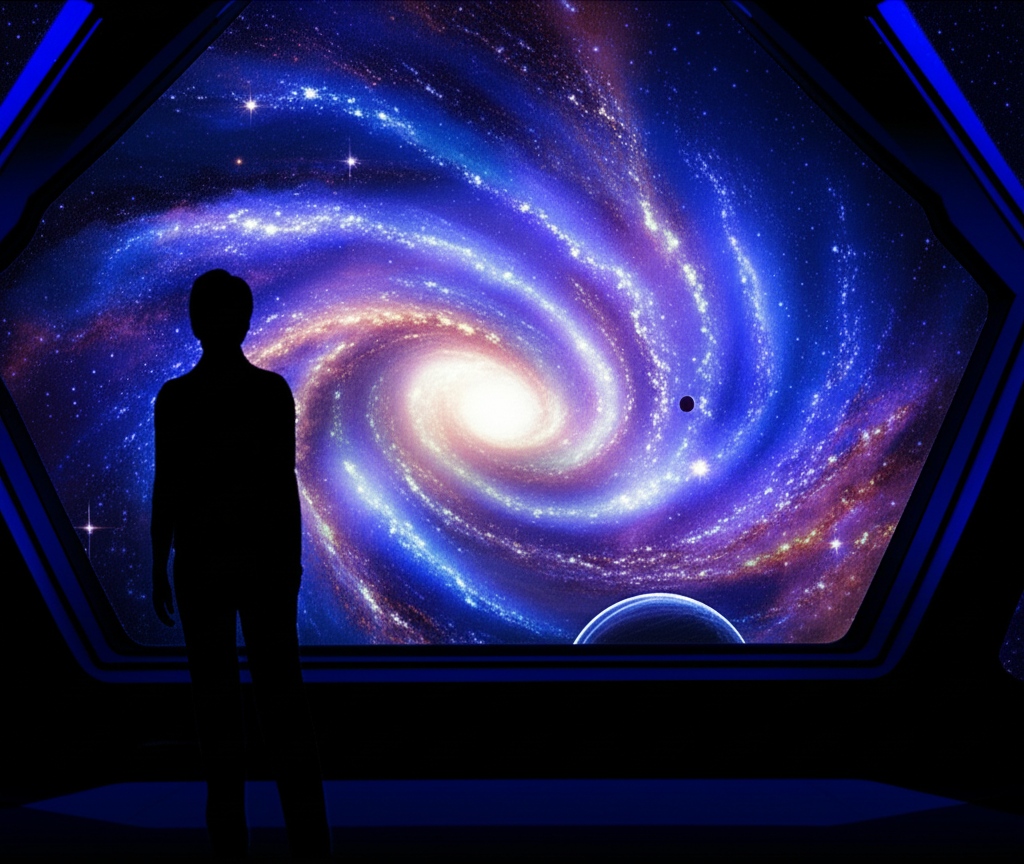 Планета имени на фоне яркой галактики, символизирующая процесс присвоения названия небесному телу.