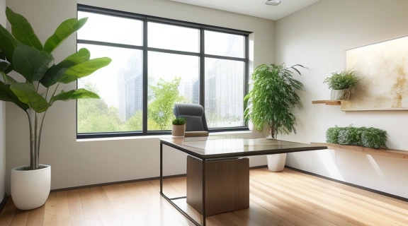 Гармоничная планировка офиса по фэн шуй с современным дизайном и обилием естественного света