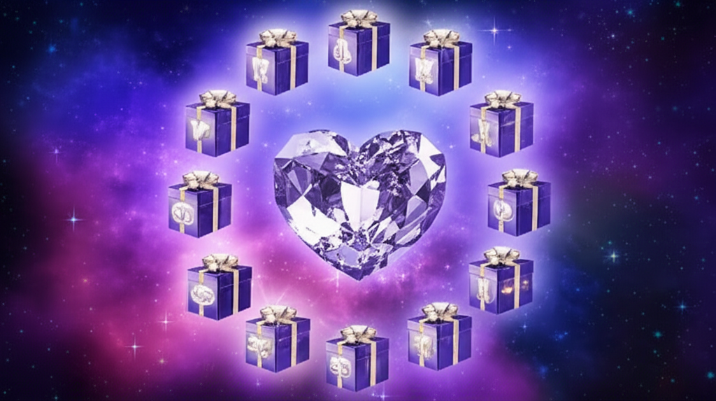 Романтические подарки 14 февраля по знакам зодиака на фоне звездного неба