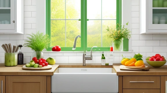 Изображение демонстрирует разнообразные свежие продукты и напитки, подчеркивающие принципы правильного питания.