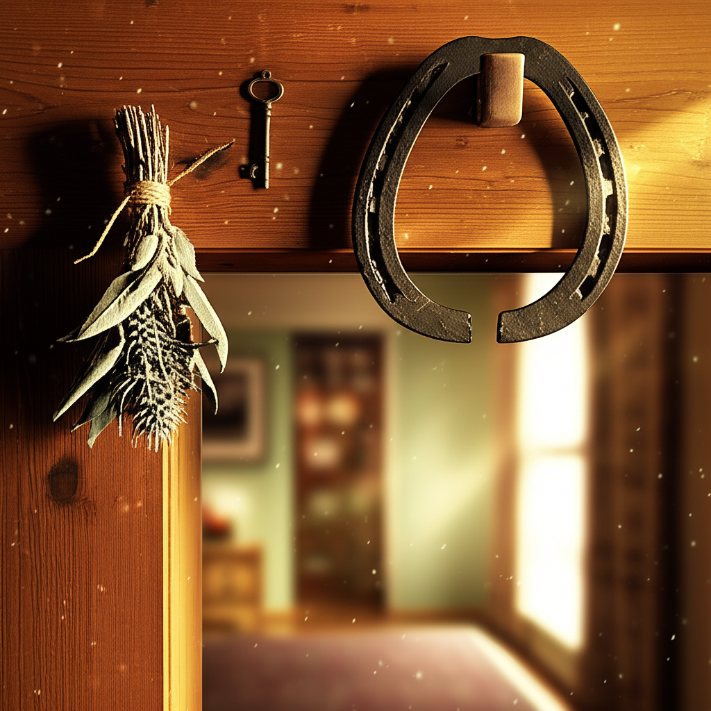 Народные приметы о жилище: защитные обереги в виде подковы и трав над входом в дом.