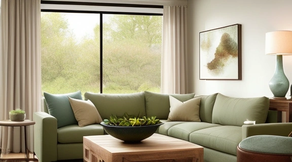 Изображение демонстрирует гармоничное взаимодействие элементов, раскрывая Принцип элементов фэн-шуй в современном интерьере.