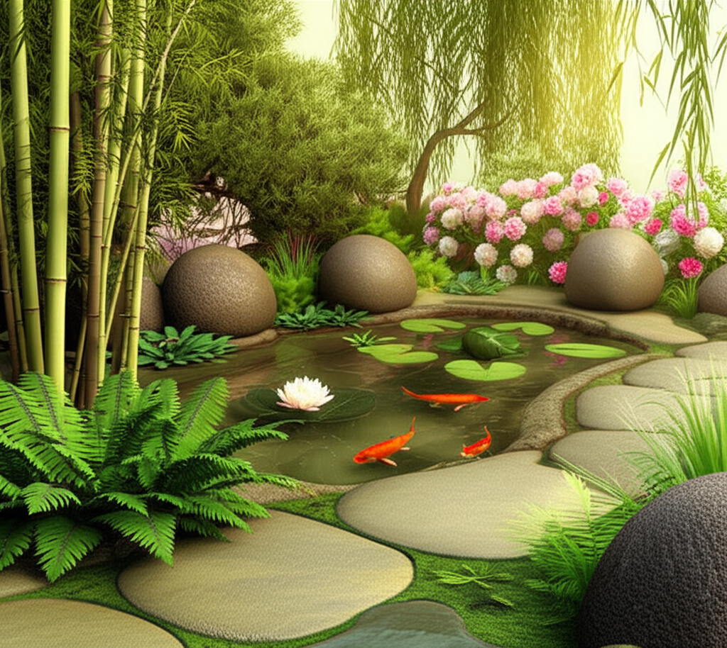 Идеально спланированный приусадебный участок по фэн-шуй с гармоничным потоком энергии Ци.