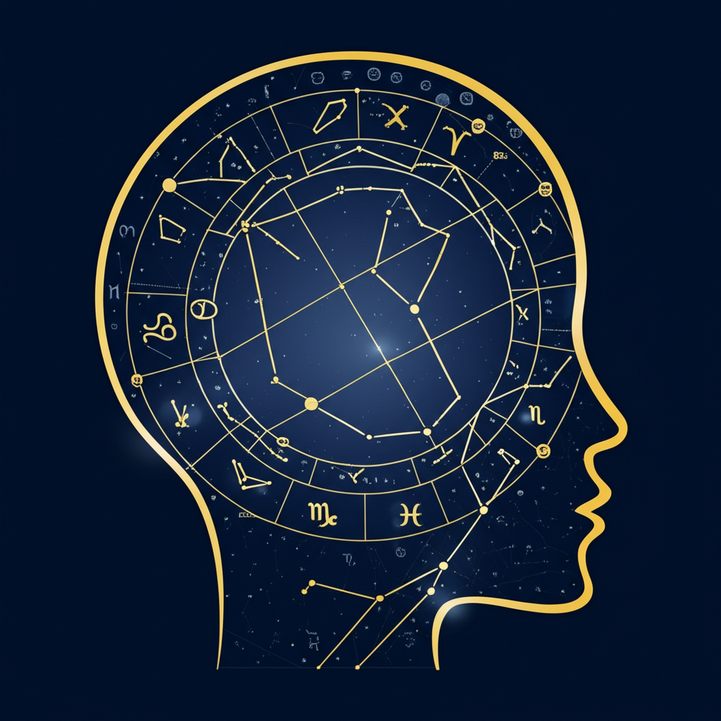 Символическое изображение, где психологическая астрология раскрывает внутренний мир человека через натальную карту.