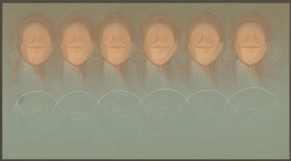 Иллюстрация, символизирующая Психология личности понятие проблемы, с изображением разных людей, погруженных в размышления и взаимодействие.