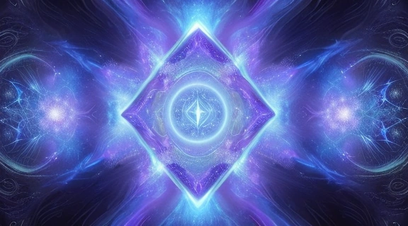 Мистическая рука, взаимодействующая с символами и светом, для создания расклада на событие.