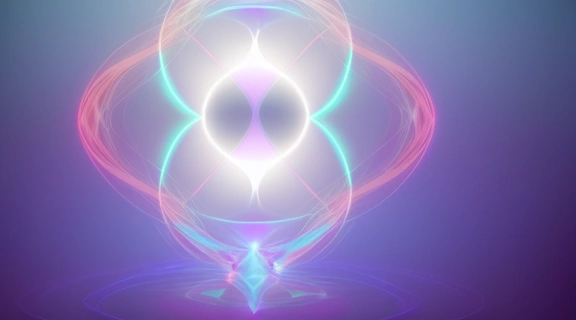 Две светящиеся фигуры, чьи ауры переплетаются, символизируя энергетический Расклад взаимность и глубокие чувства между ними.