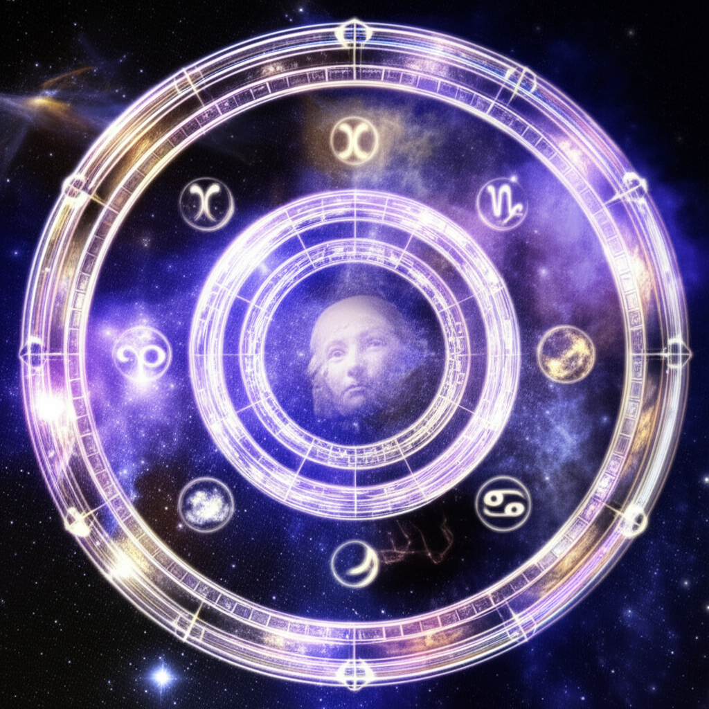 Визуализация, которая помогает рассчитать планеты в знаках для построения детальной натальной схемы.