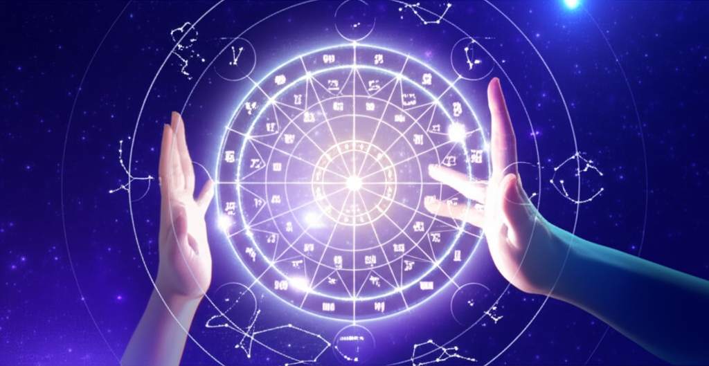 Профессиональная расшифровка натальной карты с изображением зодиакального круга и планет.