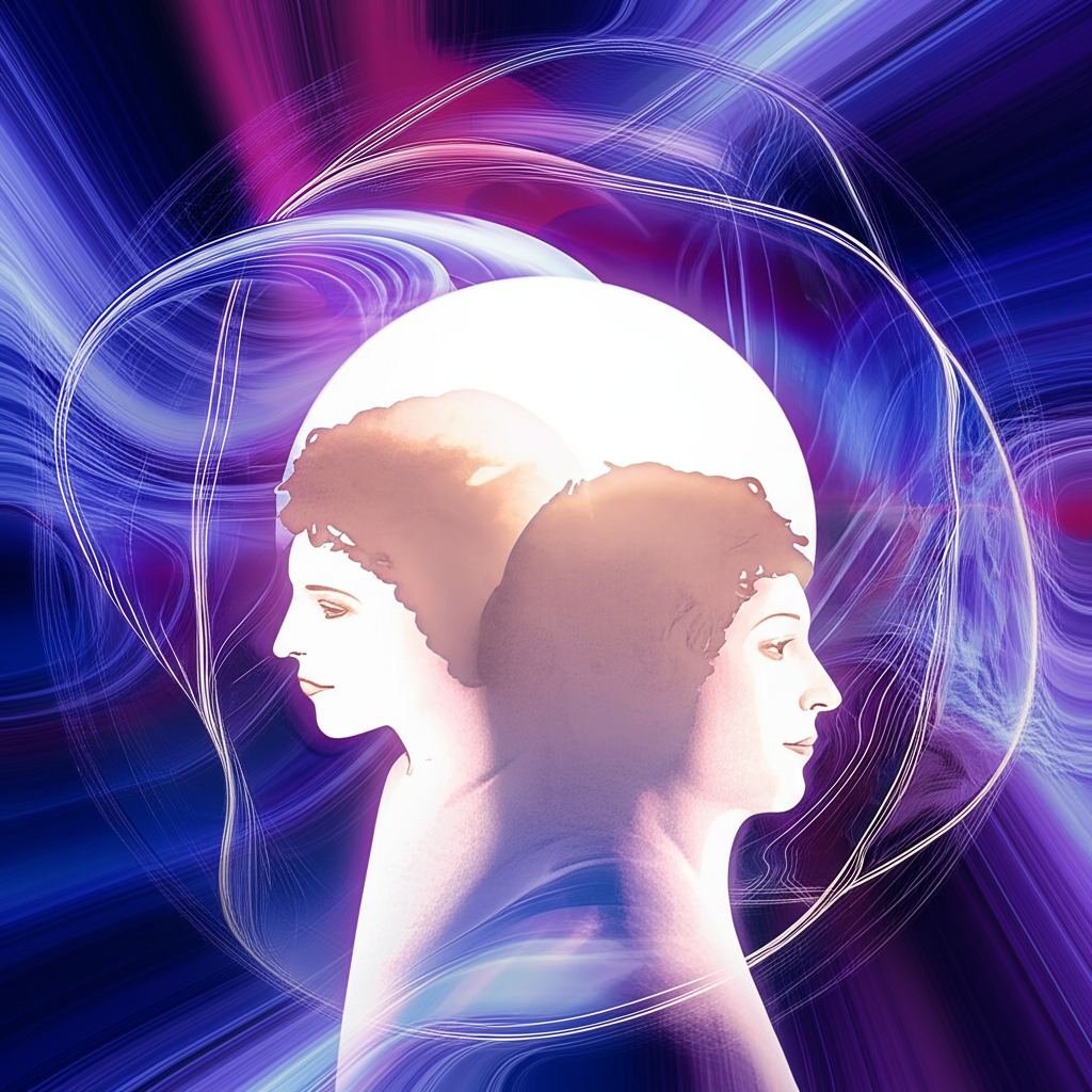 Иллюстрация, символизирующая влияние ретроградной Венеры на отношения и ревность, с изображением планеты Венера в обратном движении и силуэтов людей, испытывающих эмоциональное напряжение.