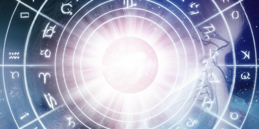 Мистическая иллюстрация, символизирующая влияние ретроградного Меркурия в 1 доме натальной карты на самовосприятие и личность.