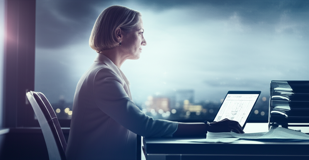 Изображение демонстрирует человека, задумавшегося над своим карьерным путём, что символизирует ретроградный Меркурий в 10 доме карьера и необходимость переосмысления профессиональных целей.