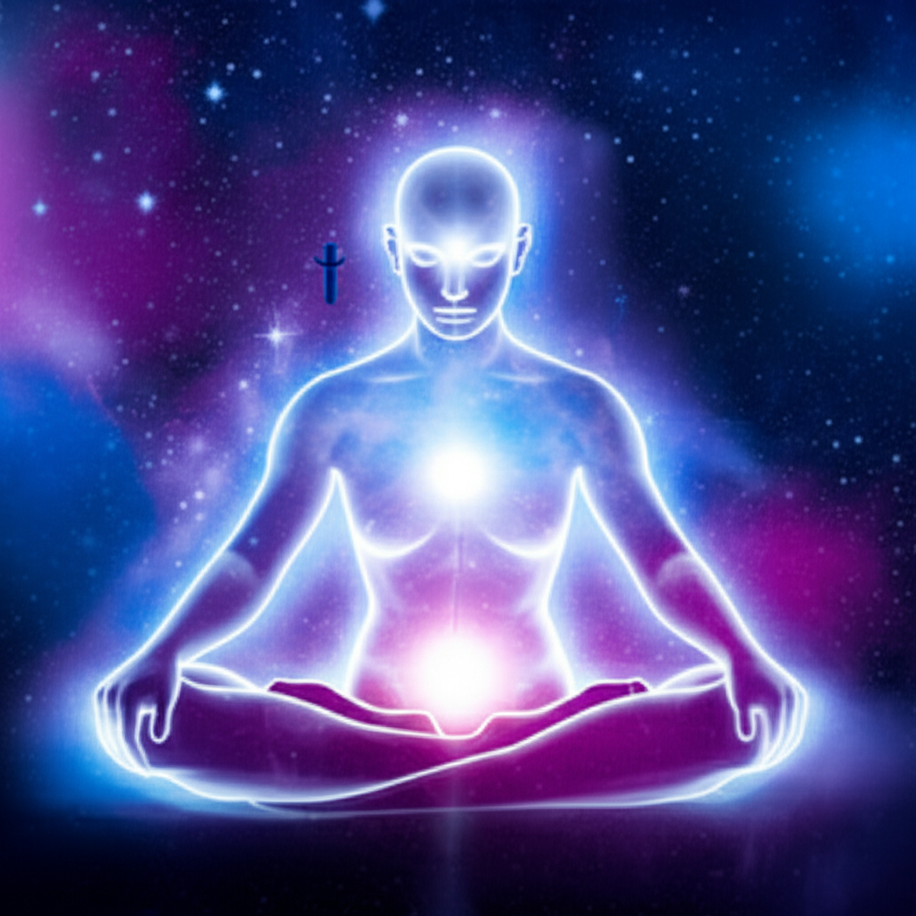 Мистическое изображение, символизирующее глубокое самопознание и интроспекцию, связанную с ретроградным Нептуном в астрологии влияние.