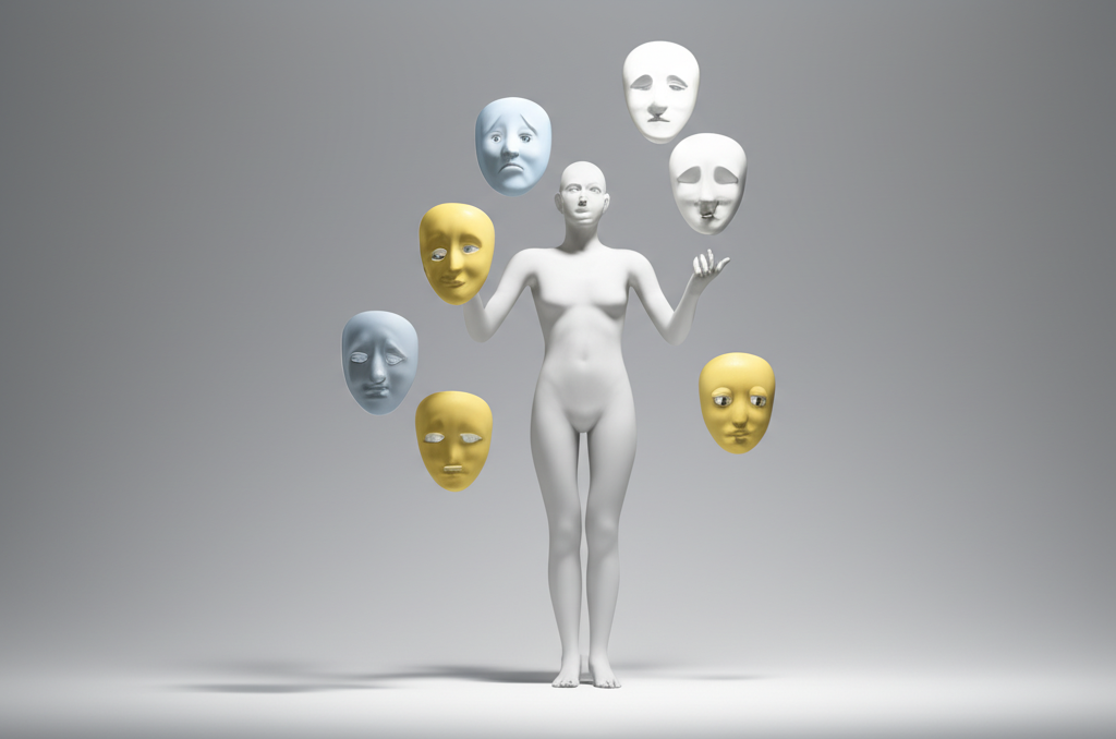 Абстрактная иллюстрация, символизирующая многогранность личности и роль играющая тобой в жизни.