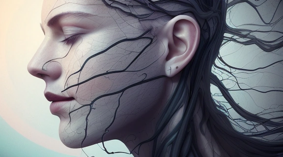 Изображение демонстрирует процесс Самовнушения: переход от хаотичных мыслей к упорядоченным позитивным установкам.