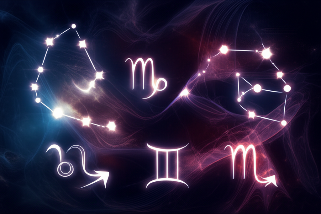 Завораживающая абстракция, изображающая космические энергии знаков зодиака, намекающая на миф о том, что существует самый опасный знак зодиака.