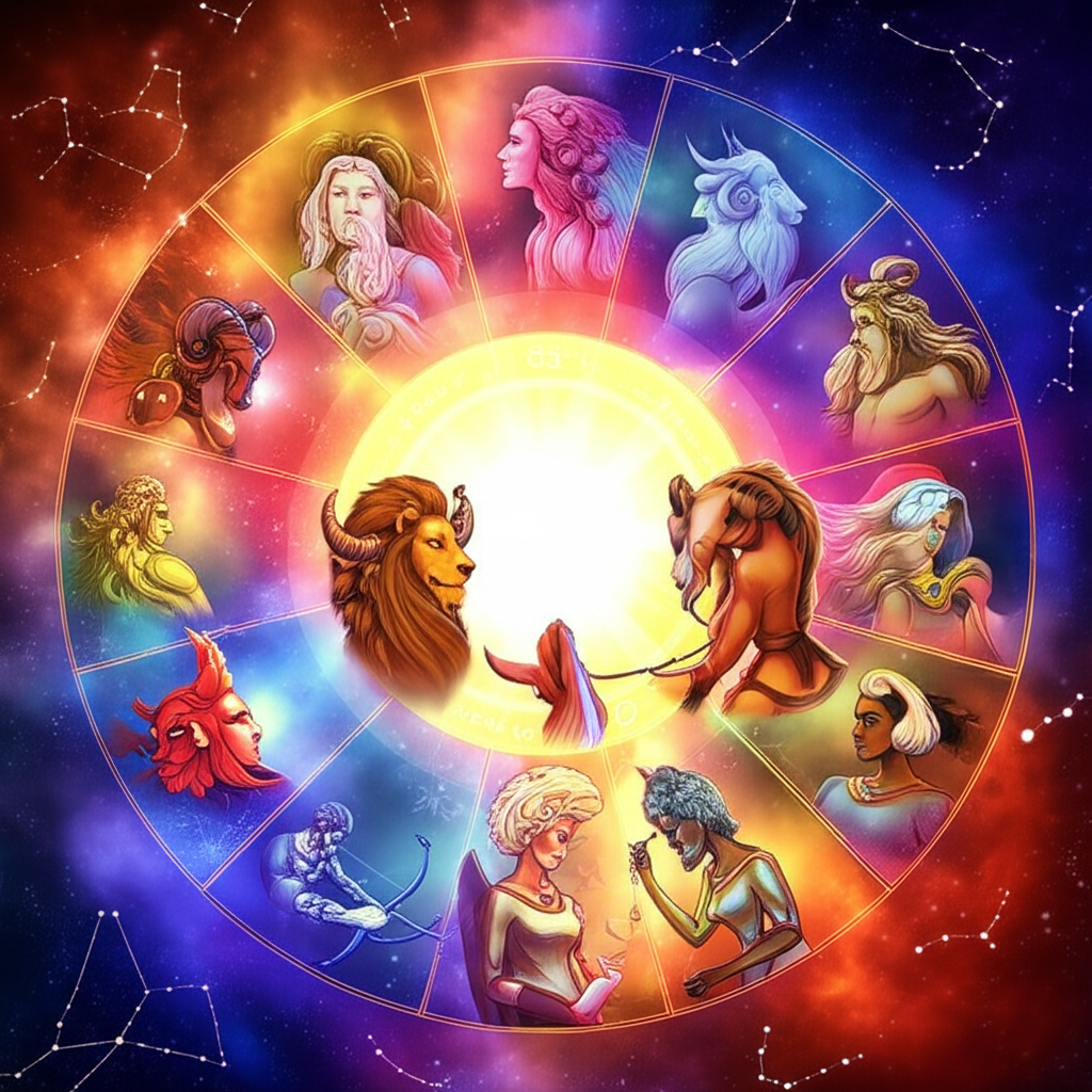 Иллюстрация, демонстрирующая многогранную силу всех двенадцати знаков зодиака, подчеркивая, что каждый из них по-своему является сильным знаком зодиака.