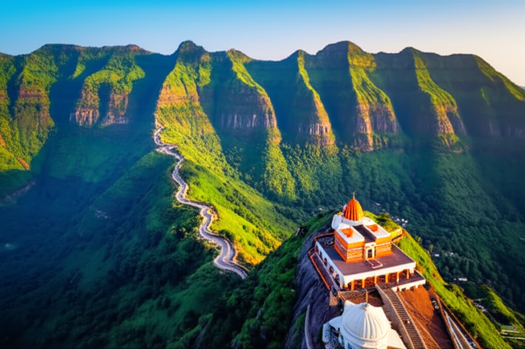 Величественный храм сапташрунги, расположенный в скале среди семи горных вершин.