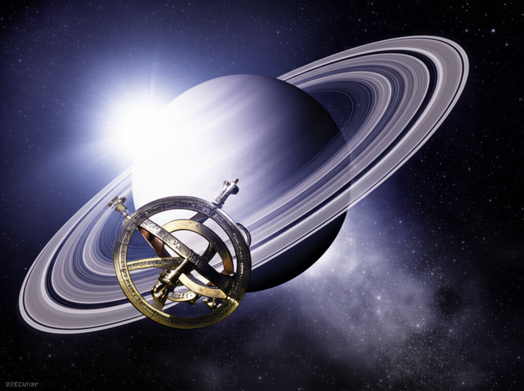 Величественная планета на фоне космоса как символ, который олицетворяет сатурн в астрологии