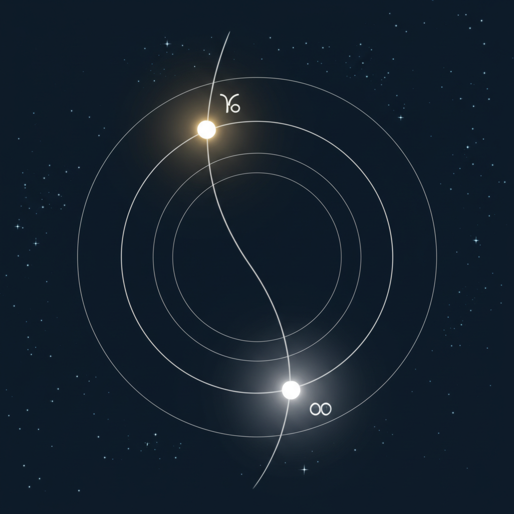 Астрологическая схема, где северный узел это точка будущего развития души.