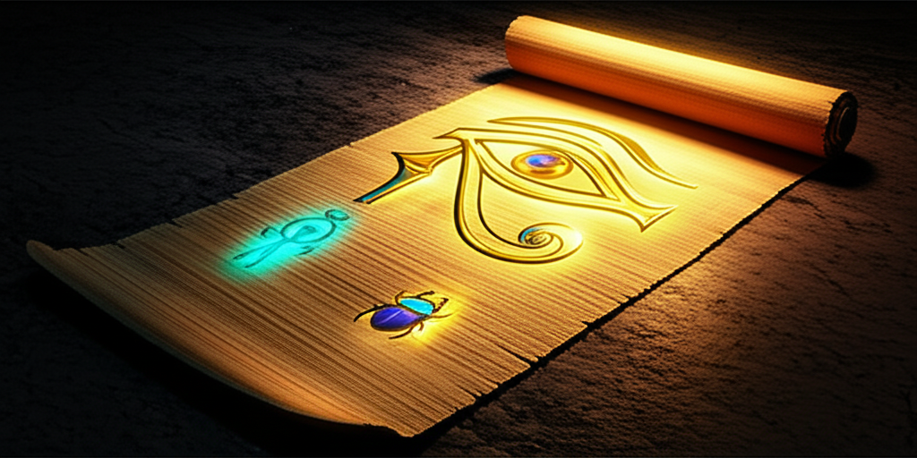 Глубокая символика древнего египта, изображенная на старинном папирусе