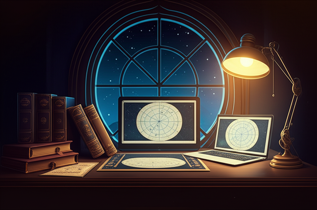 Студент анализирует натальную карту, чтобы понять, сколько учатся на астролога для профессиональной практики.