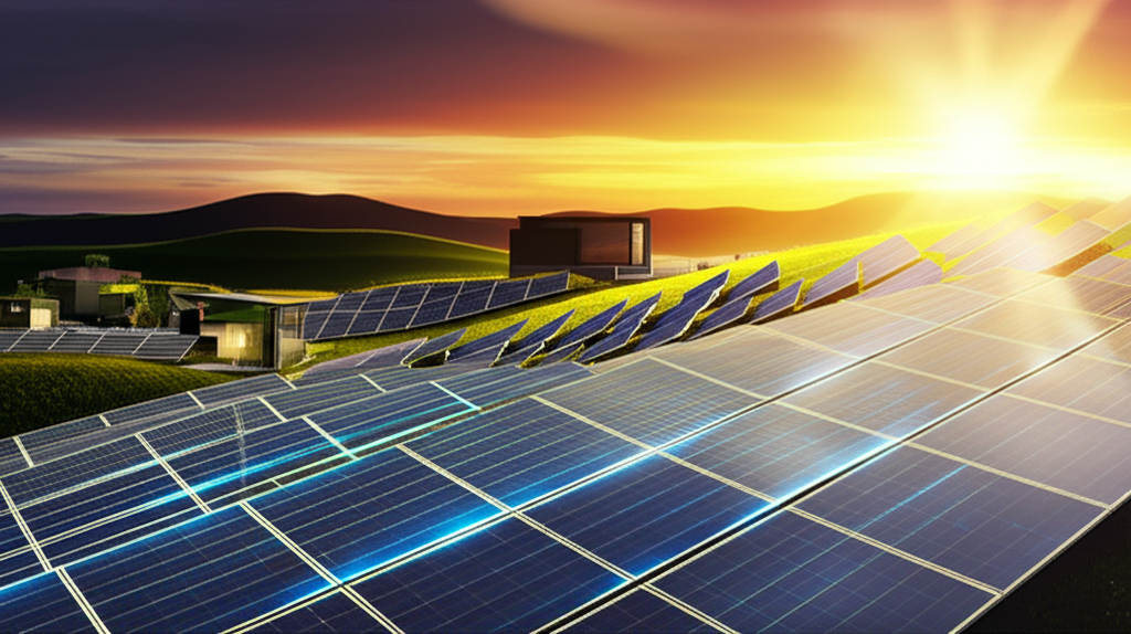 Солярная революция в действии: современные солнечные панели на фоне заката