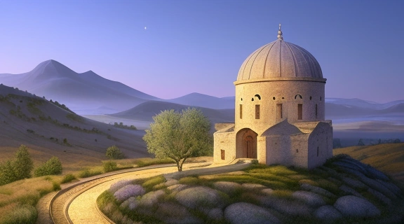 Древние Святые места каббалистов в Цфате, окутанные мистическим светом на закате.