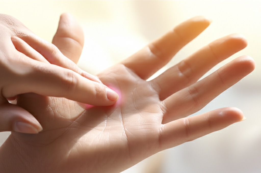 Эффективная техника точечного массажа для самостоятельного применения на руке.