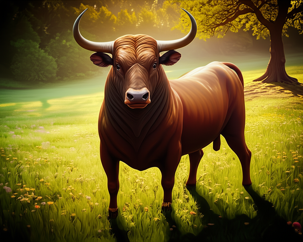 Символическое изображение быка, окруженного природой, отвечающее на вопрос телец какой знак стихии