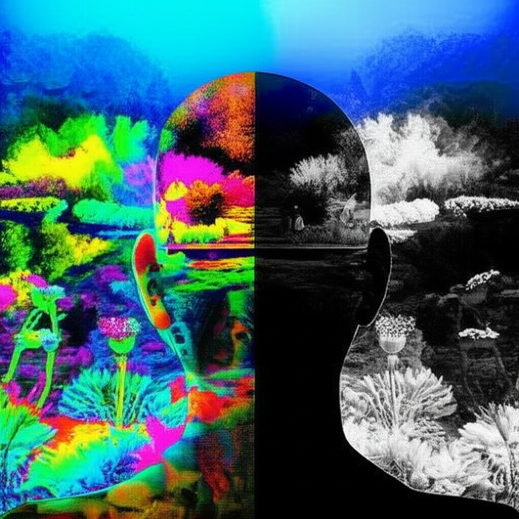 Раскрытие тайны подсознания: цветные и черно-белые сны на символическом изображении.