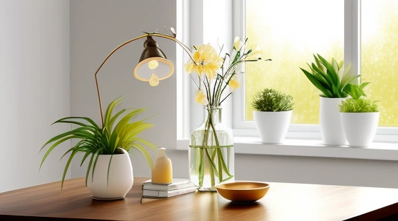 Гармоничное сочетание Цветы и фэн-шуй в интерьере, с орхидеей и бамбуком, создающее спокойствие.