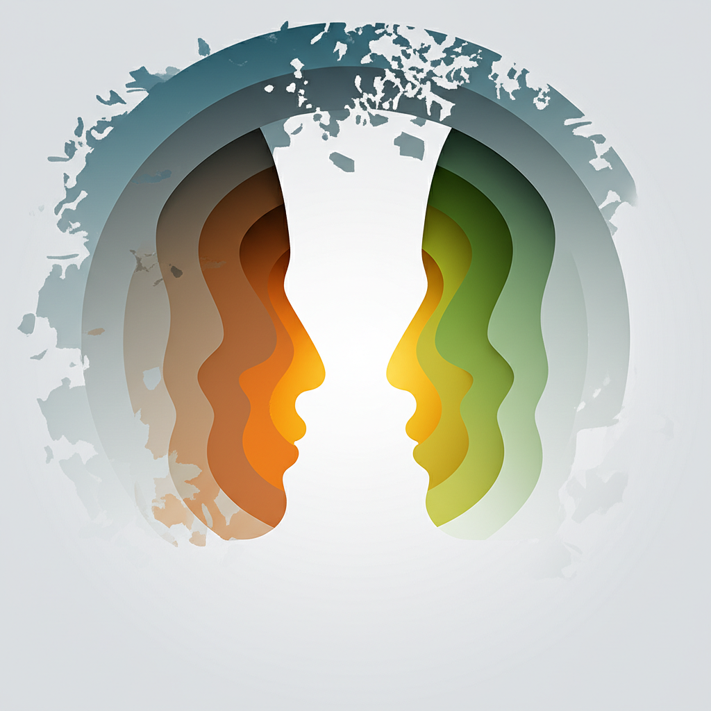 Стилизованная инфографика, иллюстрирующая разные уровни общения между людьми.