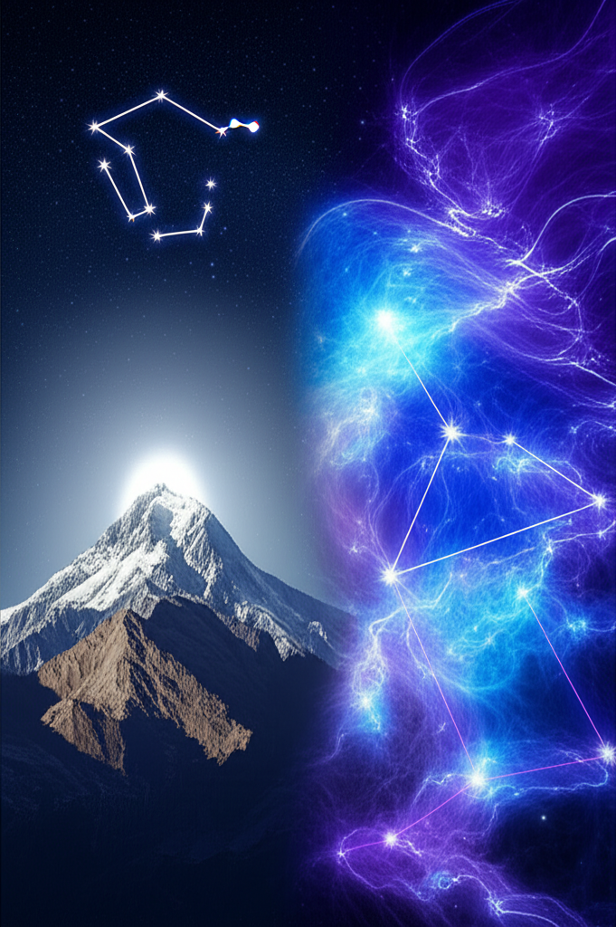 Астрологическая иллюстрация, показывающая, в январе какой знак зодиака — Козерог и Водолей.