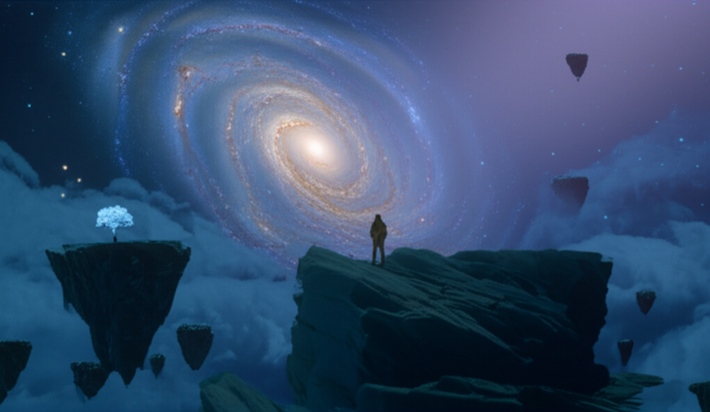 Сюрреалистичный пейзаж, символизирующий вещие сны и работу подсознания.