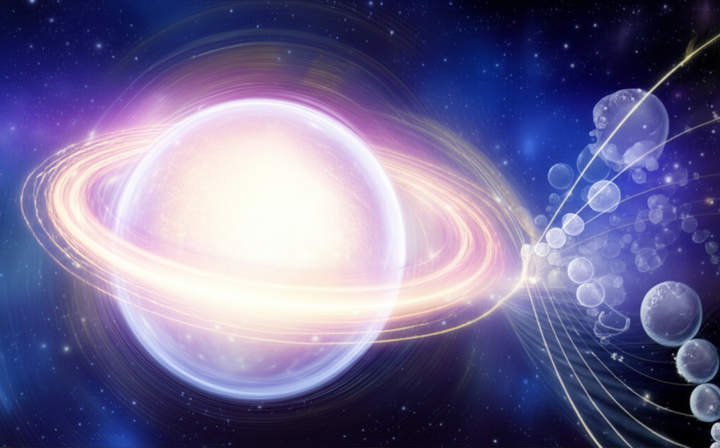 Астрологическая иллюстрация, показывающая быстро движущуюся планету Меркурий, окруженную линиями света, символизирующими пути общения и мыслей, демонстрирующая влияние меркурия в астрологии на общение.