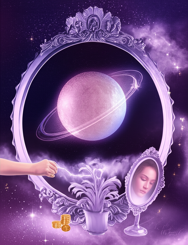 Мистическая иллюстрация, символизирующая влияние ретроградного Венеры на человеческие эмоции и судьбы, а также на любовь и финансы.