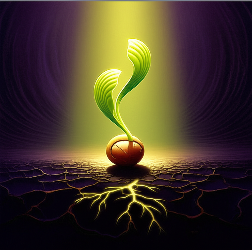 Символическое изображение, где восьмой дом, смерть и трансформация представлены как метафорический путь возрождения.