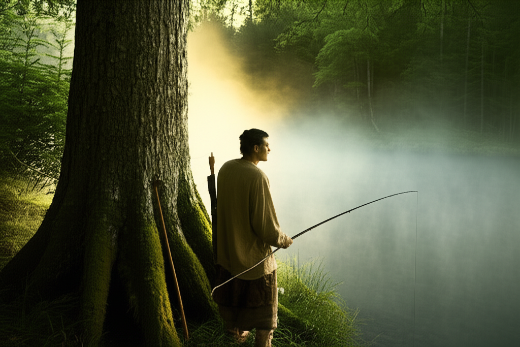 Древние заговоры охота рыбная ловля: ритуал у лесного озера на рассвете.