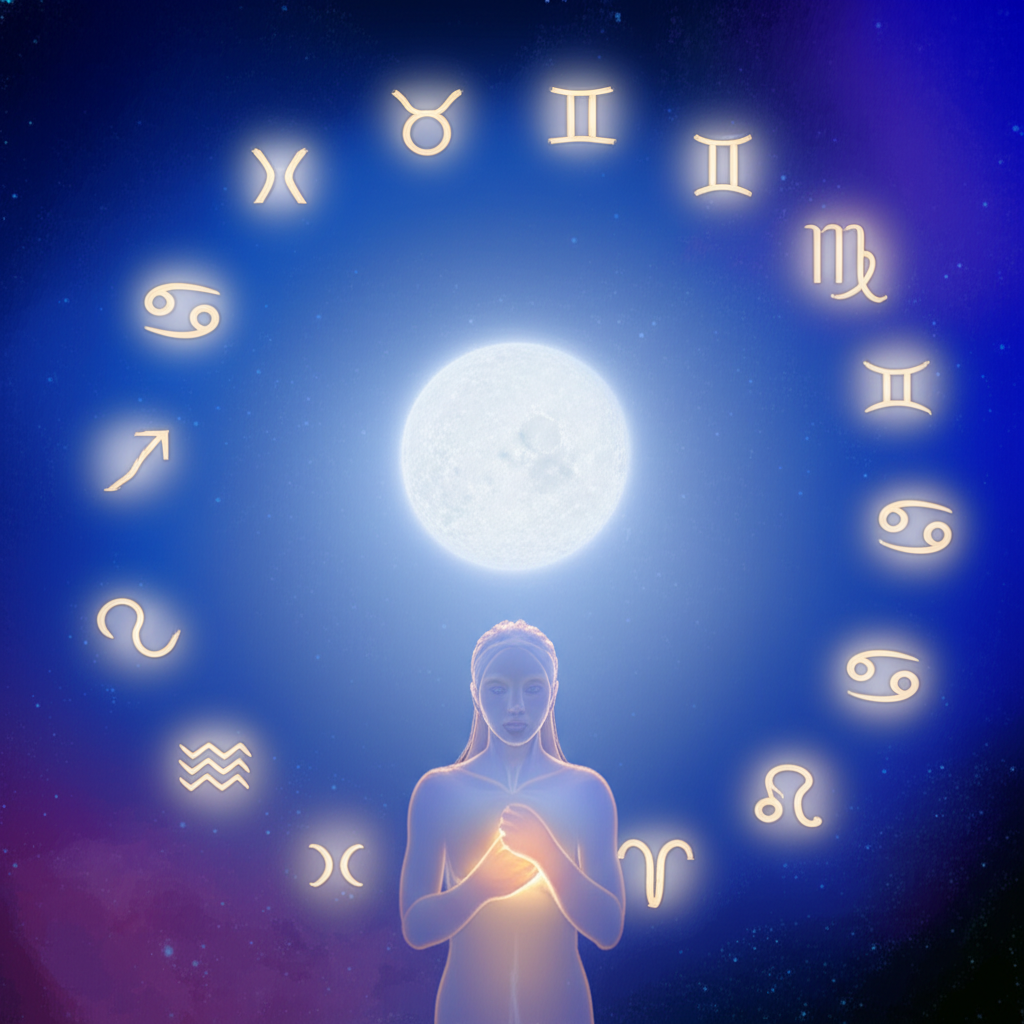 Иллюстрация, символизирующая Значение лунного знака в астрологии и его влияние на внутренний мир человека.