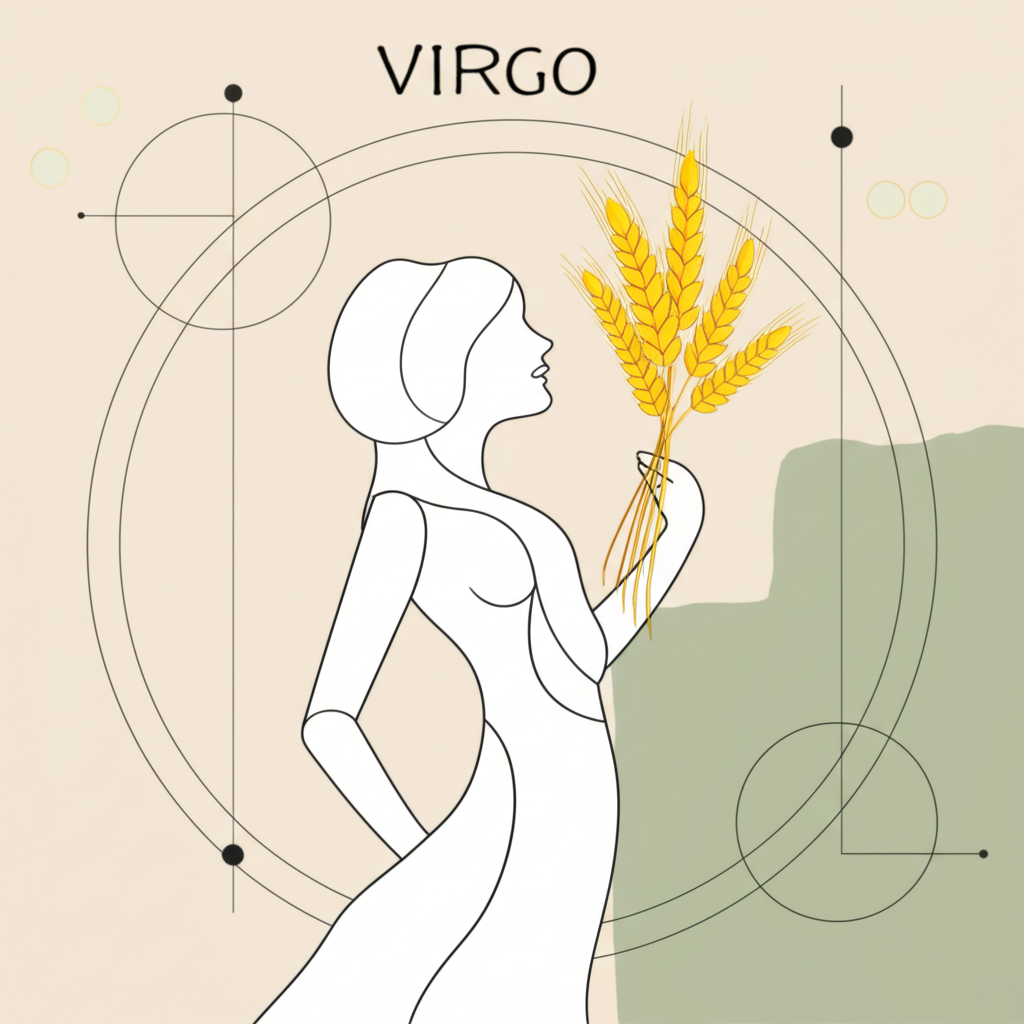 Символическое изображение знака зодиака Дева в минималистичном стиле